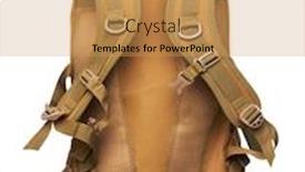  Presentation with backpack - Slide deck having tourist-backpack-isolated-on-white background and a yellow colored foreground