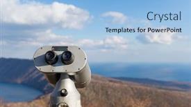  Presentation with binocular - Beautiful slides featuring tourist-binocular-in-lake-kuttara backdrop and a light blue colored foreground