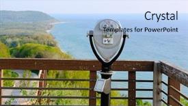  Presentation with overlook - Presentation theme having tourist binoculars at lake michigan background and a light blue colored foreground