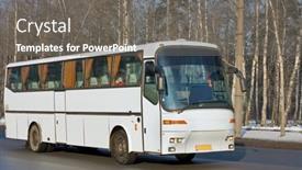  Presentation with road bus - Slide set with tourist-blank-white-shuttle-bus background and a gray colored foreground