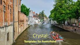  Presentation with canal - Slide deck enhanced with tourist-boat-in-canal-between background and a tawny brown colored foreground