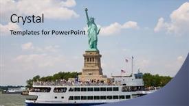  Presentation with liberty - Amazing presentation theme having tourist boat in front backdrop and a  colored foreground