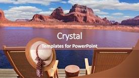  Presentation with powell river - Slide set consisting of tourist boat on lake powell background and a coral colored foreground