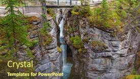  Presentation with rocky mountains - Beautiful PPT theme featuring tourist-bridge-over-a-magnificent backdrop and a tawny brown colored foreground