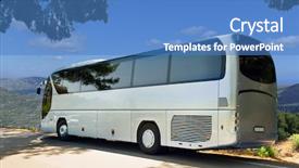  Presentation with tourist - Presentation theme enhanced with tourist bus a halt background and a teal colored foreground