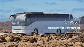  Presentation with buses - Colorful presentation enhanced with tourist-buses-parked backdrop and a ocean colored foreground