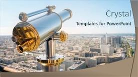  Presentation with eiffel tower - Presentation design featuring tourist coin operated telescope on eiffel tower paris background and a sky blue colored foreground