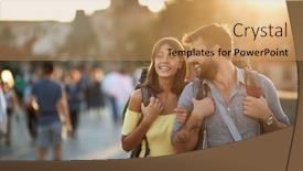  Presentation with traveller coffee - Colorful theme enhanced with tourist-couple-sightseeing-in-prague backdrop and a yellow colored foreground