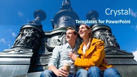  Presentation with tourist - Cool new presentation theme with tourist-couple-sitting-in-dresden backdrop and a ocean colored foreground