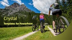  Presentation with free cycling - Beautiful slide deck featuring tourist cycling in cortina d'ampezzo stunning rocky mountains on the background backdrop and a tawny brown colored foreground