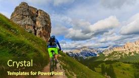  Presentation with cycling - Slide deck featuring tourist-cycling-in-cortina-d background and a tawny brown colored foreground