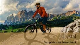  Presentation with rocky mountains - Colorful slide deck enhanced with tourist-cycling-in-cortina-d backdrop and a coral colored foreground