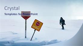  Presentation with forbidden - Presentation theme consisting of tourist-enters-the-forbidden-dangerous background and a sky blue colored foreground