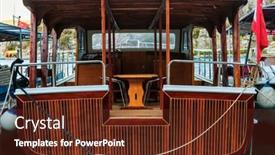  Presentation with marina - PPT layouts having tourist-excursion-ship-in-marina background and a tawny brown colored foreground