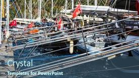  Presentation with marina - PPT theme featuring tourist-excursion-ships-in-marina background and a ocean colored foreground