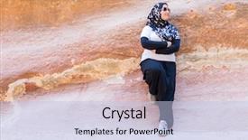  Presentation with petra jordan - Colorful slide deck enhanced with tourist girl with hijab visiting petra in jordan backdrop and a light blue colored foreground