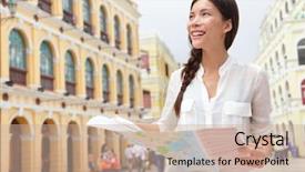  Presentation with senate - PPT layouts consisting of portuguese colonies - tourist holding travel map background and a soft green colored foreground