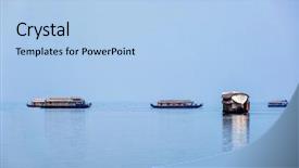  Presentation with kerala - Beautiful slide deck featuring tourist houseboats in vembanadu lake backdrop and a light blue colored foreground