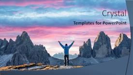  Presentation with autumn blue - Presentation design consisting of tourist-in-blue-jacket background and a light blue colored foreground