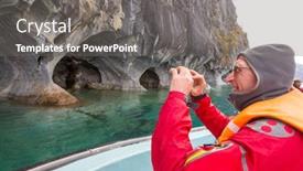  Presentation with chile patagonia - Amazing presentation design having tourist-in-boat-tour backdrop and a gray colored foreground