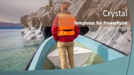  Presentation with chile patagonia - Presentation featuring tourist-in-boat-tour background and a violet colored foreground