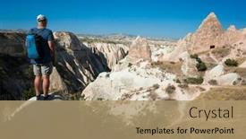 Presentation with cappadocia - Presentation design with tourist-in-cappadocia-anatolia-region background and a coral colored foreground