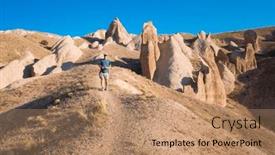  Presentation with volcanic rock - PPT theme having tourist-in-cappadocia background and a coral colored foreground