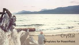  Presentation with british columbia canada - Cool new presentation design with tourist-in-pacific-ocean-coast backdrop and a soft green colored foreground