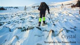  Presentation with despair - Colorful slide set enhanced with tourist-in-the-wild-snow backdrop and a light blue colored foreground