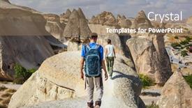  Presentation with cappadocia - Presentation featuring tourist-in-unusual-rock-formation background and a coral colored foreground