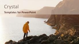  Presentation with tourist - Colorful slide set enhanced with tourist-in-yellow-jacket-looks backdrop and a lemonade colored foreground