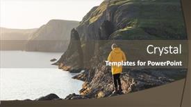  Presentation with denmark - Beautiful PPT layouts featuring tourist-in-yellow-jacket-looks backdrop and a tawny brown colored foreground