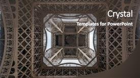 Presentation with industrial textile industry yarn spools - PPT layouts enhanced with tourist industry - eiffel tower bottom view industrial background and a dark gray colored foreground