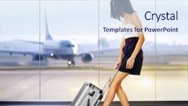  Presentation with airport - Audience pleasing slide set consisting of tourist info signage in airport backdrop and a sky blue colored foreground