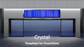  Presentation with tourist - Beautiful slides featuring tourist info signage in airport cancelled flight backdrop and a ocean colored foreground