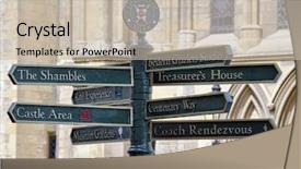  Presentation with information - PPT theme with tourist information signpost outside of york minster background and a soft green colored foreground