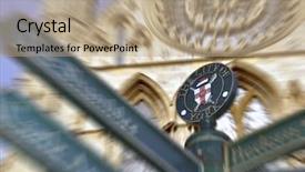  Presentation with information - Beautiful PPT theme featuring tourist information signpost outside of york minster backdrop and a coral colored foreground