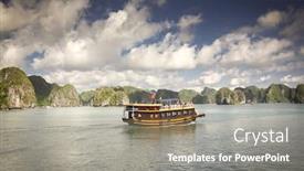  Presentation with amazing - Amazing presentation design having tourist junks in amazing ha long bay on a sunny day unesco world heritage sight vietnam backdrop and a gray colored foreground