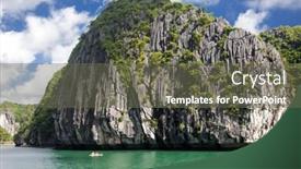  Presentation with heritage - Amazing PPT theme having tourist junks in amazing ha long bay on a sunny day unesco world heritage sight vietnam backdrop and a gray colored foreground