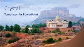  Presentation with india fort - Presentation consisting of tourist-landmarks-of-jodhpur-jaswanth background and a light blue colored foreground