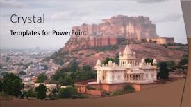  Presentation with india fort - Presentation theme with tourist-landmarks-of-jodhpur-jaswanth background and a light gray colored foreground
