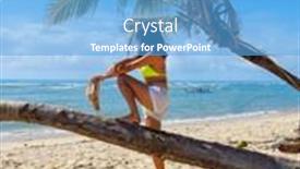  Presentation with bahia - Beautiful PPT layouts featuring tourist-looking-at-the-sea backdrop and a teal colored foreground