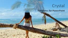  Presentation with bahia - Slide deck with tourist-looking-at-the-sea background and a light blue colored foreground