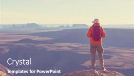  Presentation with tourist - Slides featuring tourist-looks-at-monument-valley background and a gray colored foreground