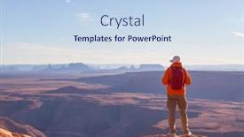  Presentation with tourist - Slide deck consisting of tourist-looks-at-monument-valley background and a  colored foreground