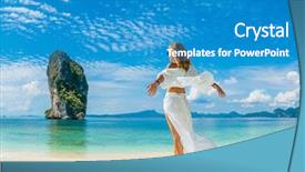  Presentation with krabi - Slides having tourist magazine - classy woman on the thai background and a teal colored foreground