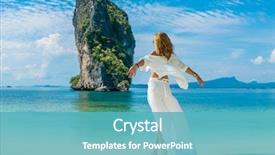  Presentation with krabi - PPT theme consisting of tourist magazine - classy woman on the thai background and a teal colored foreground