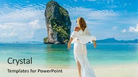  Presentation with krabi - Beautiful PPT layouts featuring tourist magazine - classy woman on the thai backdrop and a  colored foreground
