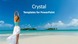  Presentation with classy - Slide deck consisting of tourist magazine - classy woman on the thai background and a ocean colored foreground