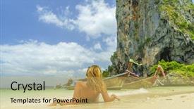  Presentation with krabi - Amazing PPT theme having tourist magazine - classy woman on the thai backdrop and a  colored foreground